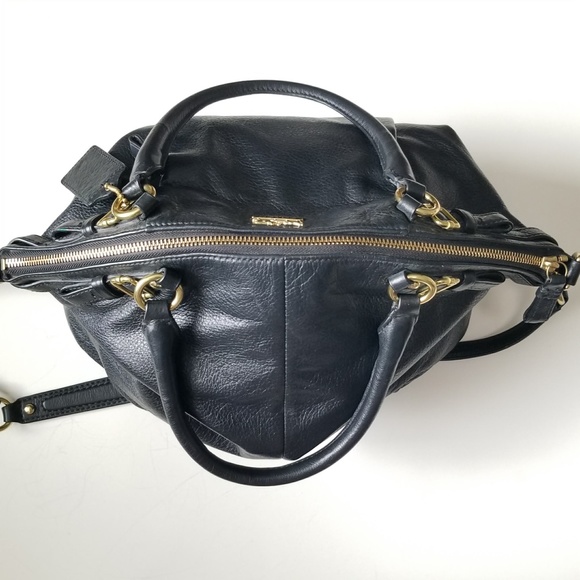 COACH Madison Lindsey Black Leather Satchel Crossbody Purse Handbag 18641 - Picture 9 of 12
